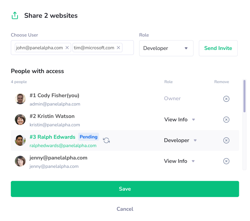 Collaboration Environment - Instance Access Sharing - PanelAlpha