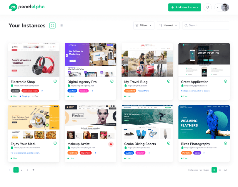 Smart Dashboard - PanelAlpha WordPress Instances Management - Screenshot 1